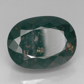 25.32 ct Green Bloodstone Stone, Natural Bloodstone in Oval Facet Shape for Sale