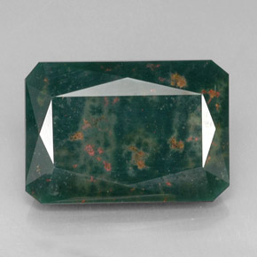 21.75 ct Green Bloodstone Gemstone, Bloodstone Gem in Octagon / Scissor Cut Shape for Sale.