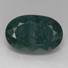 14.26 ct Green Bloodstone Gemstone, Bloodstone Gem in Oval Facet Shape for Sale.