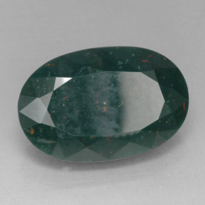 14.26 ct Green Bloodstone Stone, Natural Bloodstone in Oval Facet Shape for Sale
