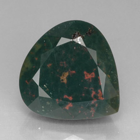 12.52 ct Green Bloodstone Gemstone, Bloodstone Gem in Pear Facet Shape for Sale.