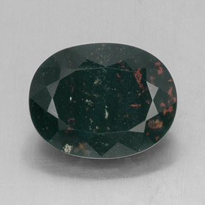 17.40 ct Green Bloodstone Gemstone, Bloodstone Gem in Oval Facet Shape for Sale.