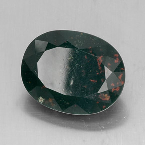 17.40 ct Green Bloodstone Stone, Natural Bloodstone in Oval Facet Shape for Sale