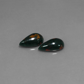 1.68 ct Green Bloodstone Gemstone, Bloodstone Gem in Pear Cabochon Shape for Sale.