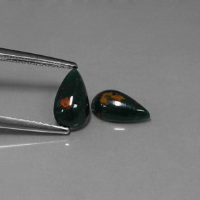1.68 ct Green Bloodstone Stone, Natural Bloodstone in Pear Cabochon Shape for Sale