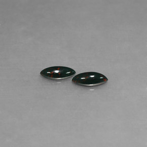 0.56 ct Green Bloodstone Gemstone, Bloodstone Gem in Marquise Cabochon Shape for Sale.