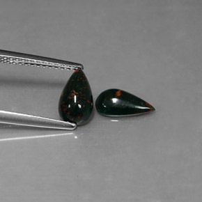 1.30 ct Green Bloodstone Stone, Natural Bloodstone in Pear Cabochon Shape for Sale