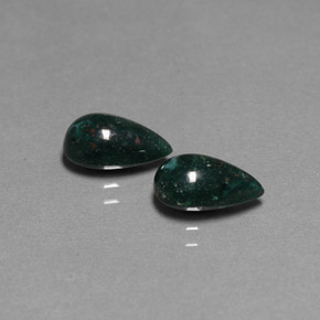 2.48 ct Green Bloodstone Gemstone, Bloodstone Gem in Pear Cabochon Shape for Sale.