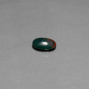 0.82 ct Green Bloodstone Gemstone, Bloodstone Gem in Oval Cabochon Shape for Sale.