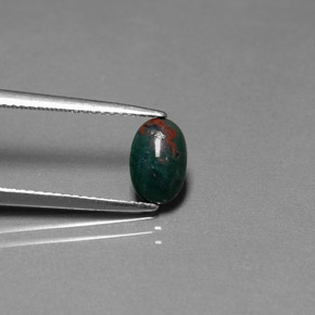 0.82 ct Green Bloodstone Stone, Natural Bloodstone in Oval Cabochon Shape for Sale