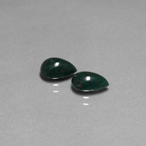 1.73 ct Green Bloodstone Gemstone, Bloodstone Gem in Pear Cabochon Shape for Sale.