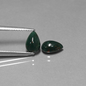 1.73 ct Green Bloodstone Stone, Natural Bloodstone in Pear Cabochon Shape for Sale