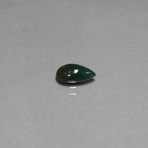 0.72 ct Green Bloodstone Gemstone, Bloodstone Gem in Pear Cabochon Shape for Sale.