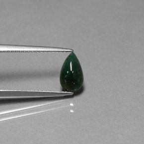 0.72 ct Green Bloodstone Stone, Natural Bloodstone in Pear Cabochon Shape for Sale