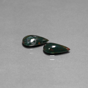 1.49 ct Green Bloodstone Gemstone, Bloodstone Gem in Pear Cabochon Shape for Sale.