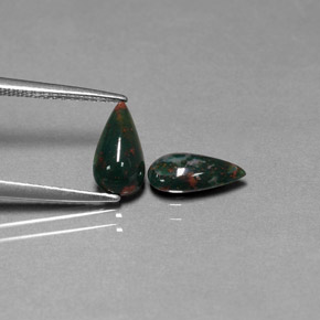 1.49 ct Green Bloodstone Stone, Natural Bloodstone in Pear Cabochon Shape for Sale