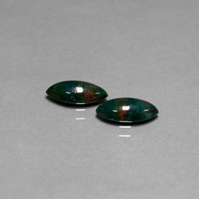 1.59 ct Green Bloodstone Gemstone, Bloodstone Gem in Marquise Cabochon Shape for Sale.