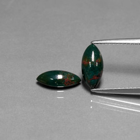 1.59 ct Green Bloodstone Stone, Natural Bloodstone in Marquise Cabochon Shape for Sale
