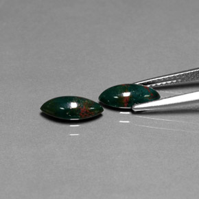 Bloodstone Gemstone in 10 x 5 mm (calibrated) Size for Sale, Bloodstone Stone in Spotted Green Color
