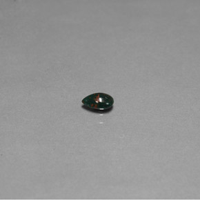 0.27 ct Green Bloodstone Gemstone, Bloodstone Gem in Pear Cabochon Shape for Sale.