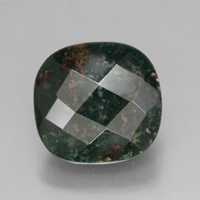 27.80 ct Green Bloodstone Gemstone, Bloodstone Gem in Cushion Checkerboard Shape for Sale.