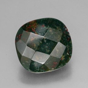 27.80 ct Green Bloodstone Stone, Natural Bloodstone in Cushion Checkerboard Shape for Sale