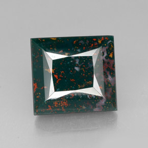 26.55 ct Green Bloodstone Gemstone, Bloodstone Gem in Square Facet Shape for Sale.