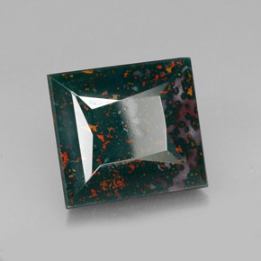 26.55 ct Green Bloodstone Stone, Natural Bloodstone in Square Facet Shape for Sale