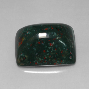 20.83 ct Green Bloodstone Gemstone, Bloodstone Gem in Baguette Cabochon Shape for Sale.