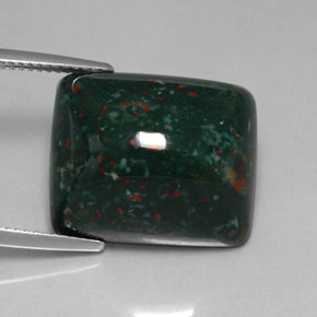 20.83 ct Green Bloodstone Stone, Natural Bloodstone in Baguette Cabochon Shape for Sale