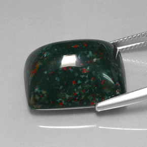Bloodstone Gemstone in 18.4 x 15.5 mm Size for Sale, Bloodstone Stone in Spotted Green Color