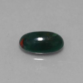 0.92 ct Green Bloodstone Gemstone, Bloodstone Gem in Oval Cabochon Shape for Sale.