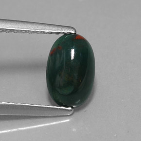 0.92 ct Green Bloodstone Stone, Natural Bloodstone in Oval Cabochon Shape for Sale