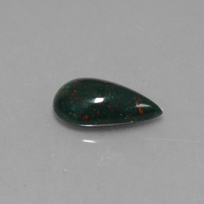 0.82 ct Green Bloodstone Gemstone, Bloodstone Gem in Pear Cabochon Shape for Sale.
