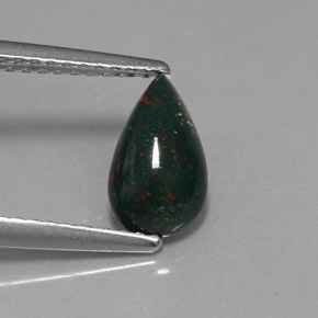 0.82 ct Green Bloodstone Stone, Natural Bloodstone in Pear Cabochon Shape for Sale