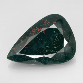 13.03 ct Green Bloodstone Gemstone, Bloodstone Gem in Pear Facet Shape for Sale.
