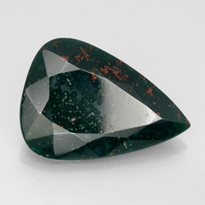 13.03 ct Green Bloodstone Stone, Natural Bloodstone in Pear Facet Shape for Sale
