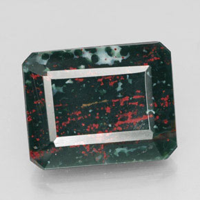 9.74 ct Green Bloodstone Gemstone, Bloodstone Gem in Octagon Facet Shape for Sale.