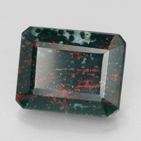 9.74 ct Green Bloodstone Stone, Natural Bloodstone in Octagon Facet Shape for Sale