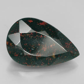 11.42 ct Green Bloodstone Stone, Natural Bloodstone in Pear Facet Shape for Sale