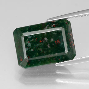 8.39 ct Green Bloodstone Gemstone, Bloodstone Gem in Octagon Facet Shape for Sale.