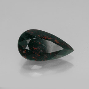 4.61 ct Green Bloodstone Stone, Natural Bloodstone in Pear Facet Shape for Sale