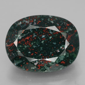 17.76 ct Green Bloodstone Gemstone, Bloodstone Gem in Oval Facet Shape for Sale.