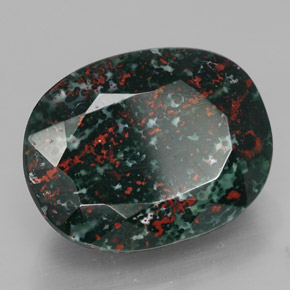 17.76 ct Green Bloodstone Stone, Natural Bloodstone in Oval Facet Shape for Sale