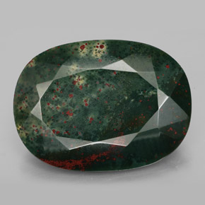 34.17 ct Green Bloodstone Gemstone, Bloodstone Gem in Cushion-Cut Shape for Sale.