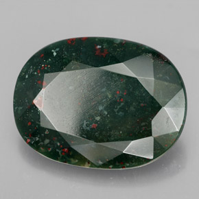 18.48 ct Green Bloodstone Stone, Natural Bloodstone in Oval Facet Shape for Sale