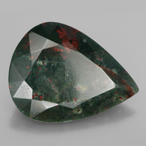 21.53 ct Green Bloodstone Stone, Natural Bloodstone in Pear Facet Shape for Sale