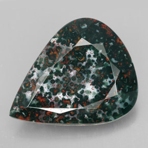 17.28 ct Green Bloodstone Gemstone, Bloodstone Gem in Pear Facet Shape for Sale.