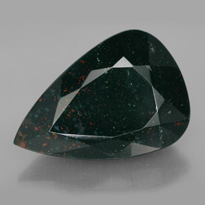 31.74 ct Green Bloodstone Gemstone, Bloodstone Gem in Pear Facet Shape for Sale.