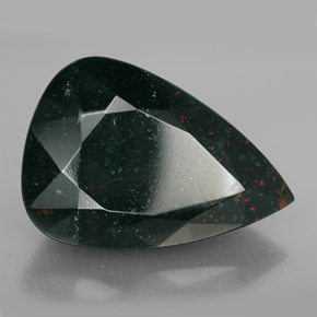 31.74 ct Green Bloodstone Stone, Natural Bloodstone in Pear Facet Shape for Sale